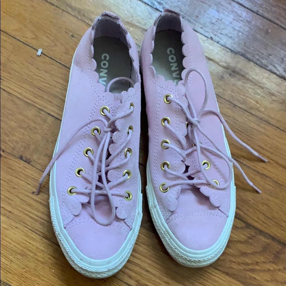 Converse pastel purple leather scallops